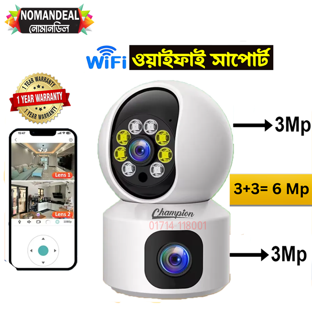 3+3=6mp Champion C10 Wifi Double lens Camera 1 Year change warranty